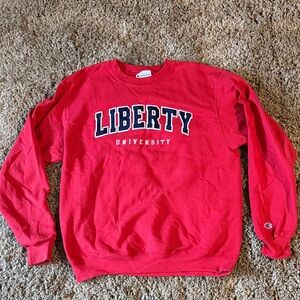 Champion Men's Red Liberty University Crewneck Sweater